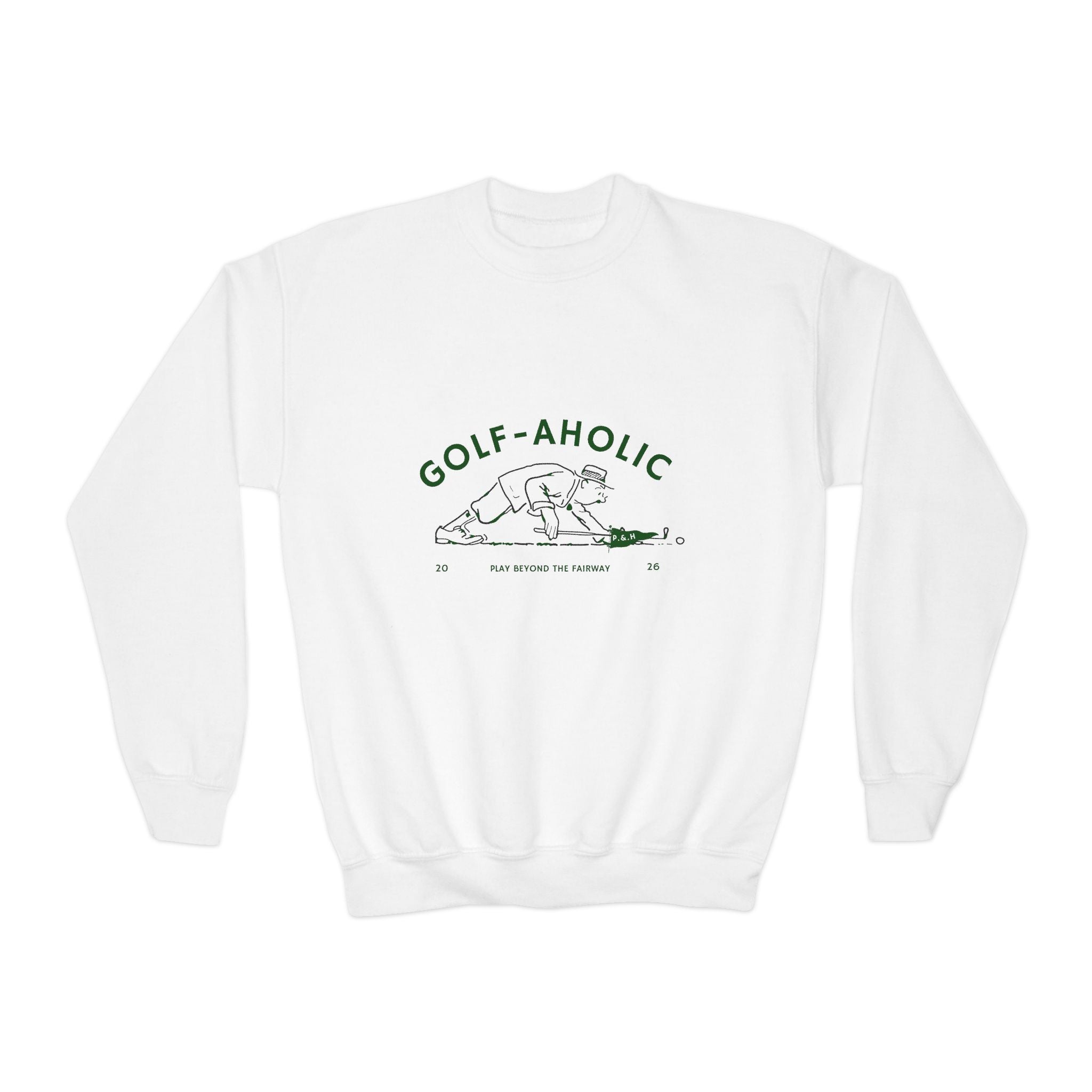 Golf-Aholic Youth Crewneck Sweatshirt — Funny Kids Golf Pullover