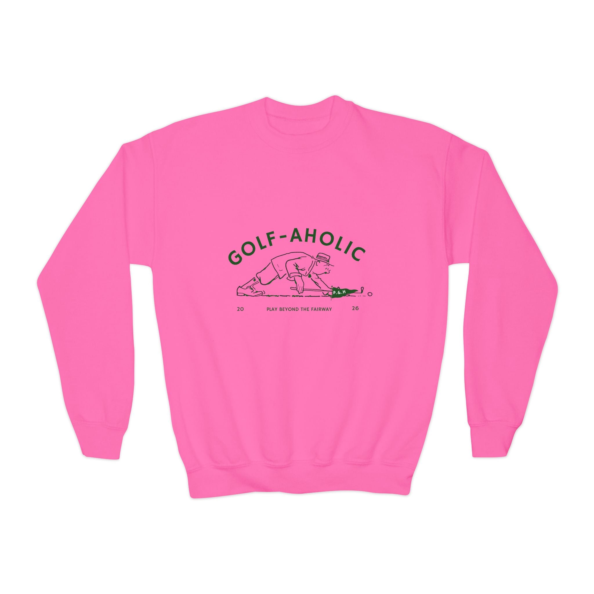 Golf-Aholic Youth Crewneck Sweatshirt — Funny Kids Golf Pullover
