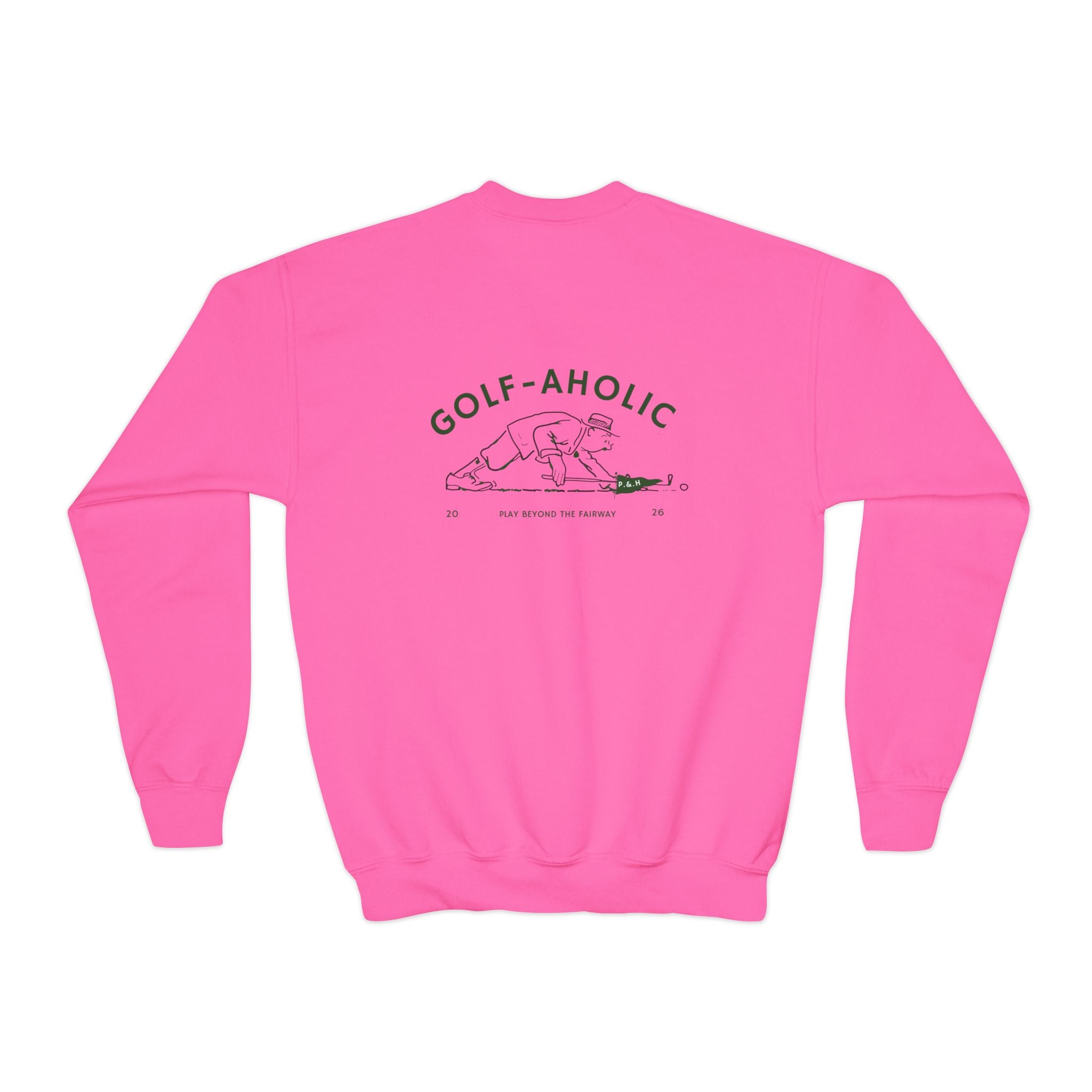 Golf-Aholic Youth Crewneck Sweatshirt — Funny Kids Golf Pullover