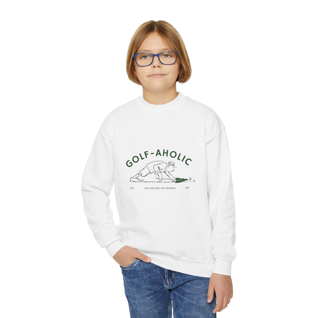 Golf-Aholic Youth Crewneck Sweatshirt — Funny Kids Golf Pullover